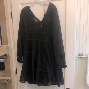 Free People sheer black dress with slip, size L